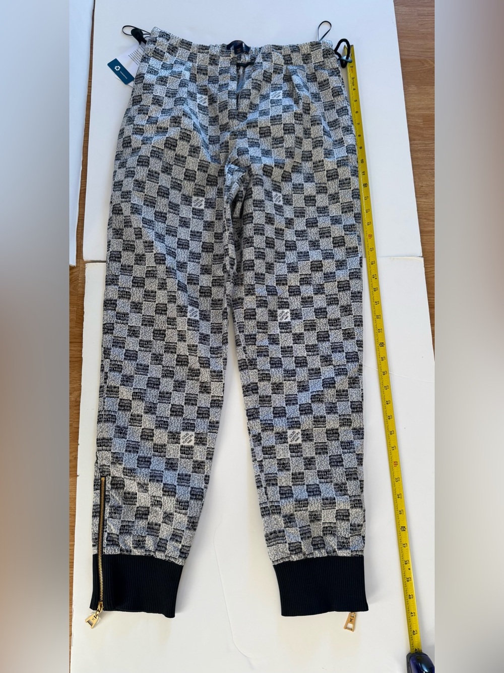 Louis Vuitton black & white check jogger pants